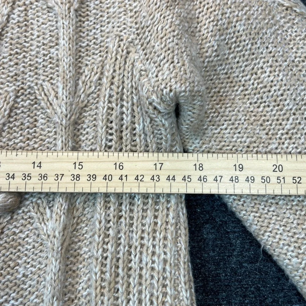 The Limited Longline Cardigan Duster M Camel Brown Wool Blend Cable Knit Peasant